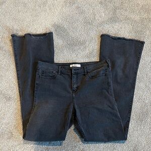 Hollister Black high waist flare Leg Jeans fringe edge  medium black 11R 30/33